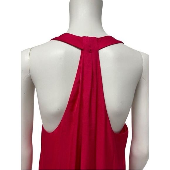 BCBG Max Azria Women’s Sleeveless Elegant Bright Pink Satin Maxi Dress - Picture 10 of 15